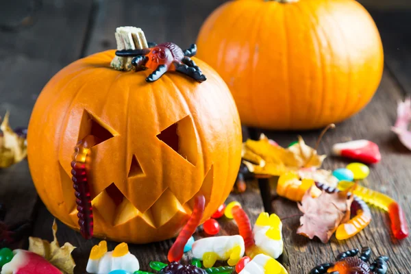 Halloween lantern Jack and Candy — Stock Photo, Image