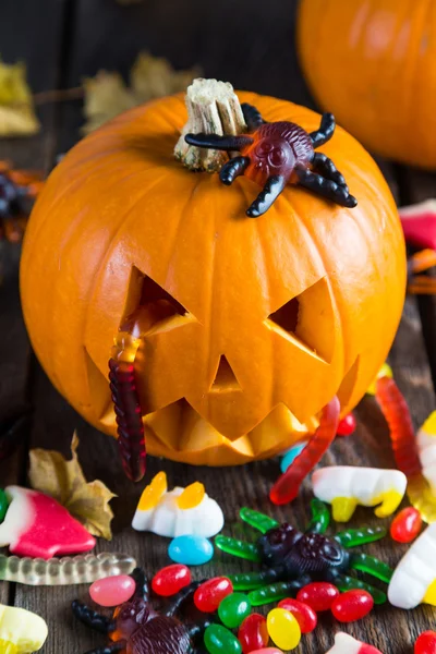 Halloween lantern Jack and Candy — Stock Photo, Image