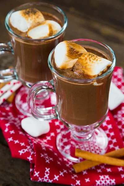Heiße Schokolade mit gerösteten Marshmallows — Stockfoto