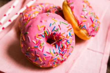 Pink donuts and a milkshake clipart