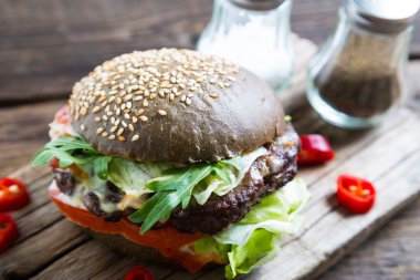 Hamburger ahşap tablo