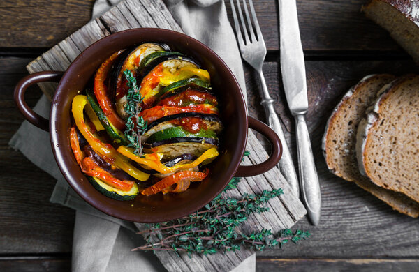 Homemade ratatouille on the table