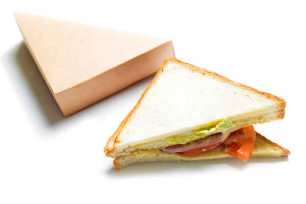 行く、白い背景の上にサンドイッチ — ストック写真