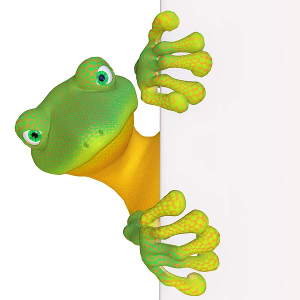 Gecko with a blank sign — Stock Photo, Image