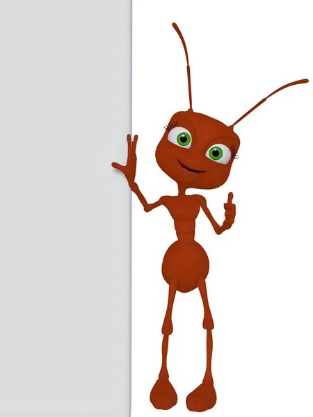 Bir pano ile karınca — Stok fotoğraf