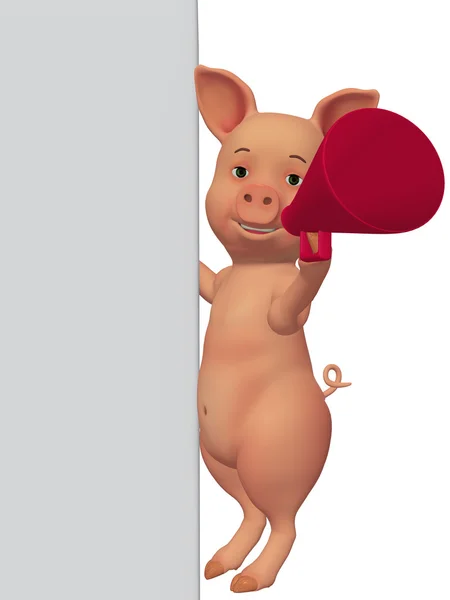 3d cartoon pig with a blank board — Stock Photo, Image