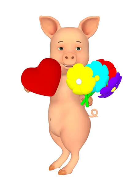 Милый мультфильм 3d свинья — стоковое фото