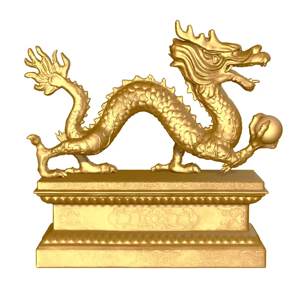 Золотий дракон статуя — стокове фото