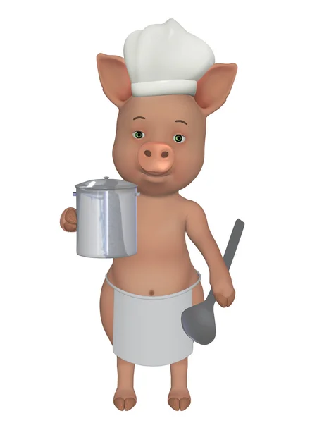 Porco pequeno cozinheiro — Fotografia de Stock
