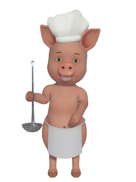 Świnia mały kucharz — Zdjęcie stockowe