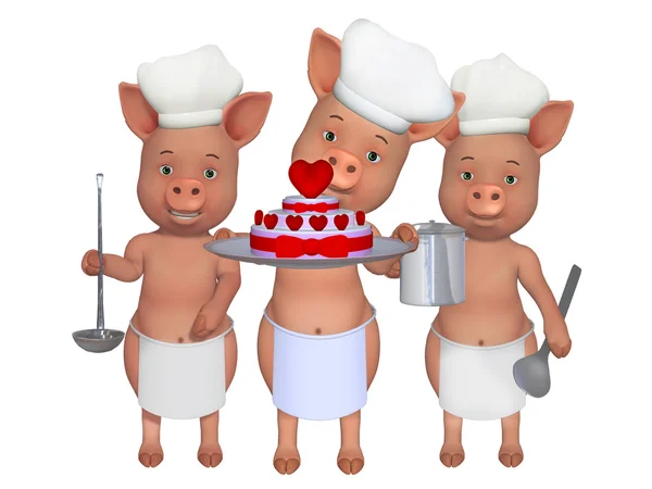 Three cute cooks — Stock Photo, Image