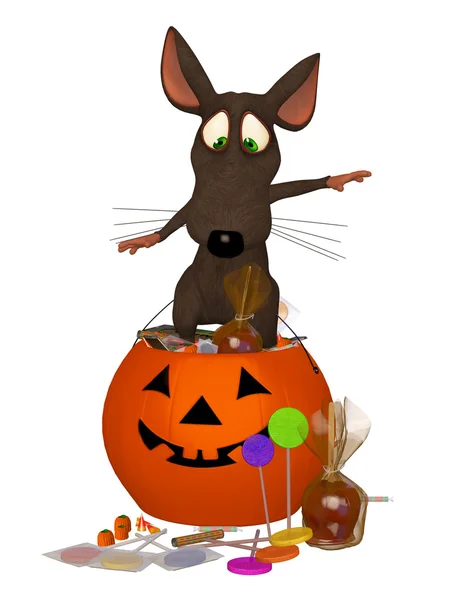 Ratón de dibujos animados celebrando Halloween — Foto de Stock