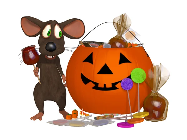 Divertente cartoni animati mouse celebrando Halloween — Foto Stock