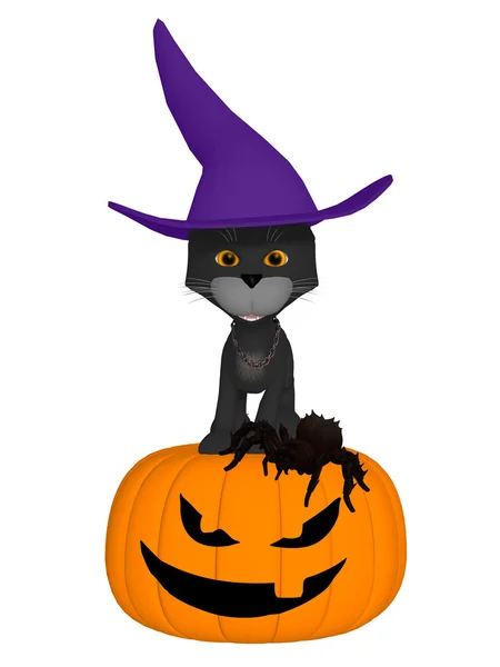 Halloween Hexen schwarze Katze — Stockfoto