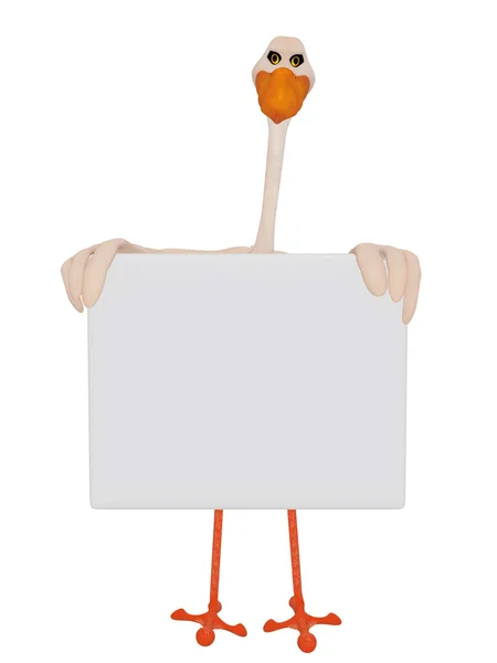 Stork holding blank frame — Stock Photo, Image