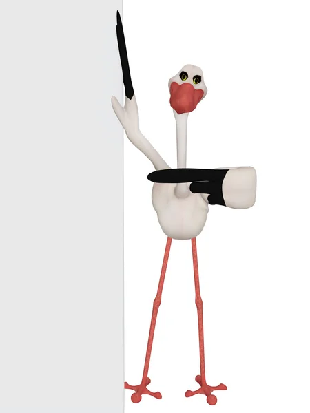 Karikatür storck boş bir çerçeve ile — Stok fotoğraf