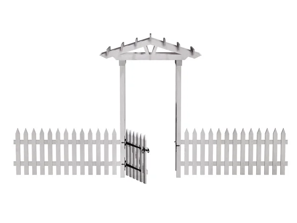 Wooden arbor, gate, fence, isolated on the white background — Stock Photo, Image