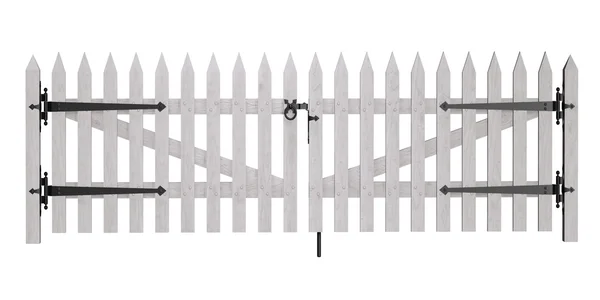 白で隔離木製ゲート — ストック写真