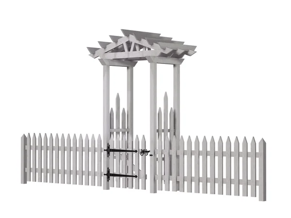 Wooden arbor, gate, fence, isolated on the white background — Stock Photo, Image