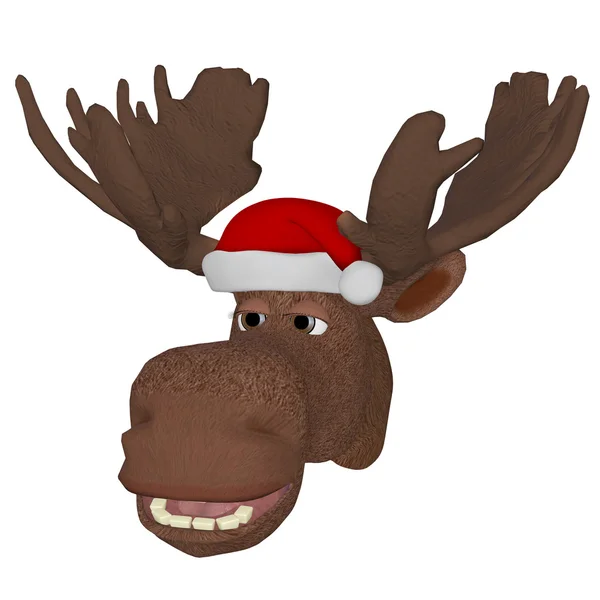 Cartoon eland met een kerst Pet — Stockfoto