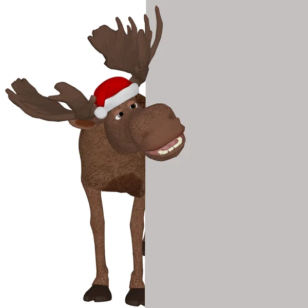 Cartone animato di Natale Moose con una tavola vuota Foto Stock