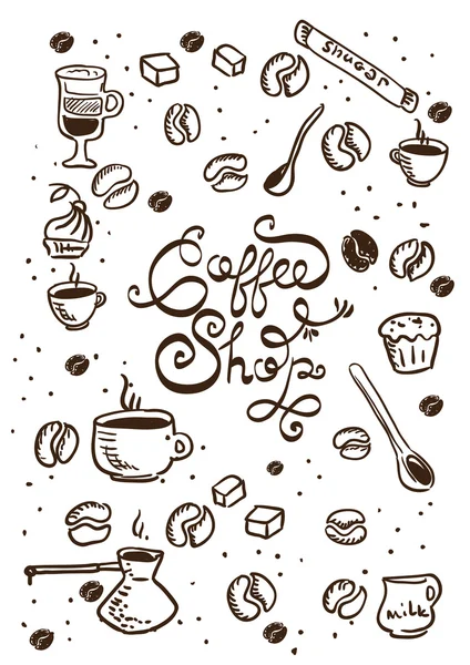 Ilustrações de café desenhadas à mão —  Vetores de Stock