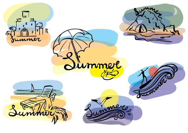 Summertime skiss illustration ange — Stock vektor
