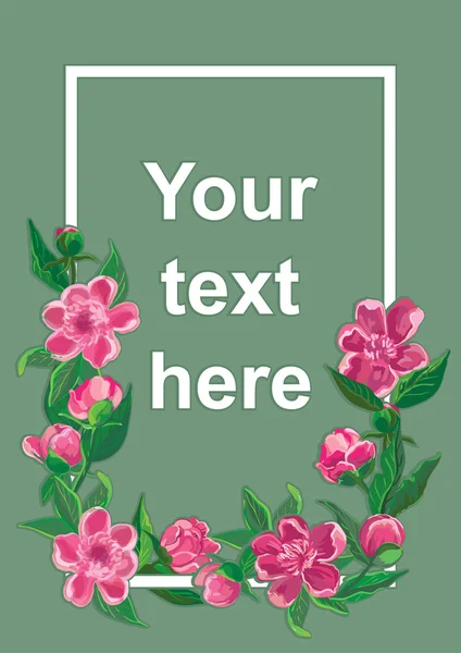 Cadre floral avec pivoine — Image vectorielle