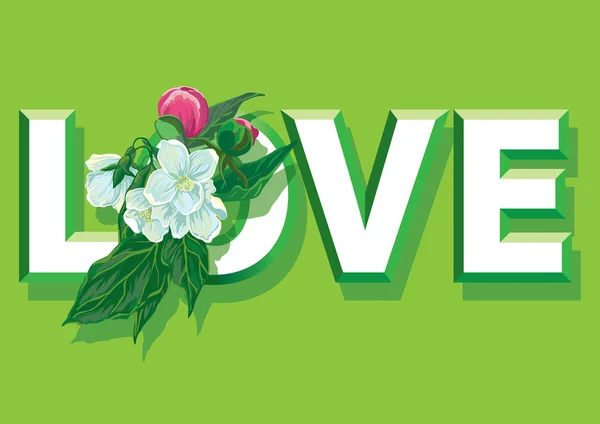 Florale Liebe Grafikdesign — Stockvektor