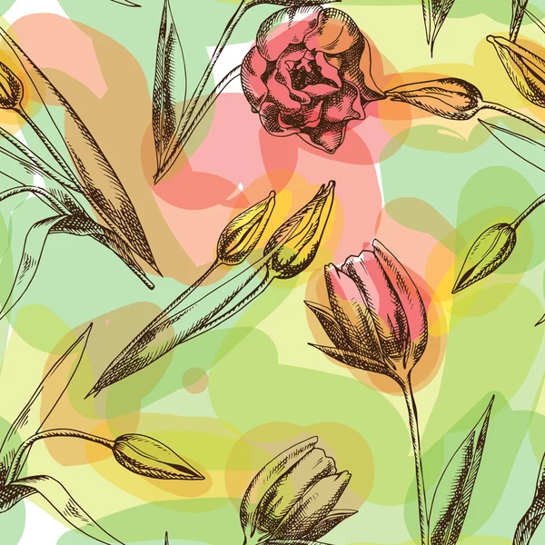 Texture sans couture avec tulipes — Image vectorielle