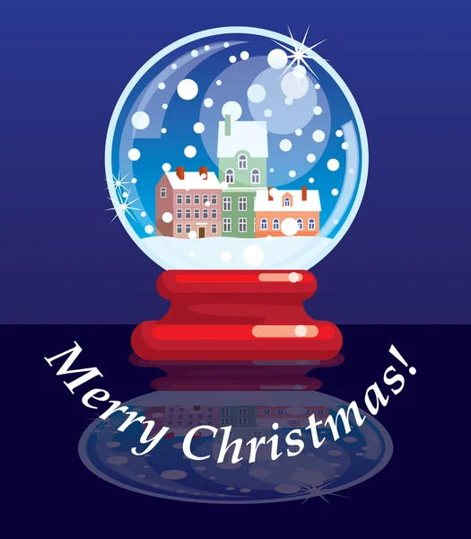 ボールで小さな町のクリスマス デザイン テンプレート カード — ストックベクタ