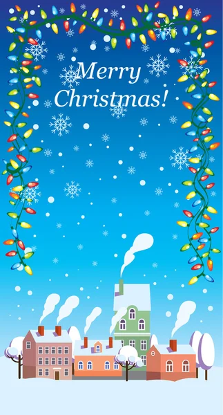 小さな町のクリスマス デザイン テンプレート カード — ストックベクタ