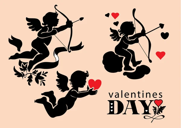 Ensemble d'images de Cupidon Saint-Valentin — Image vectorielle