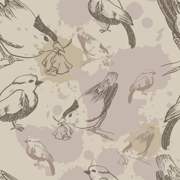 Texture transparente avec des oiseaux — Image vectorielle