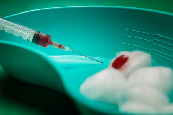 Blood in a syringe