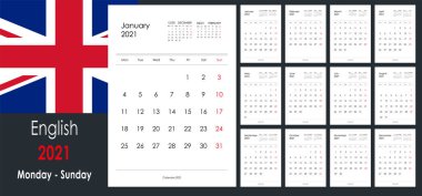 Basit tasarımla 2021 takvimi. Dikey tahtalar. Hafta pazartesi başlıyor. Not için kopyalama alanı ile planlayıcı şablonu. Duvar ya da masa tarzı. Yıllık yerleşim.