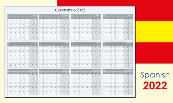 Planificador 2022 Calendario Anual Planificador Pared Con Espacio Libre Para — Vector de stock