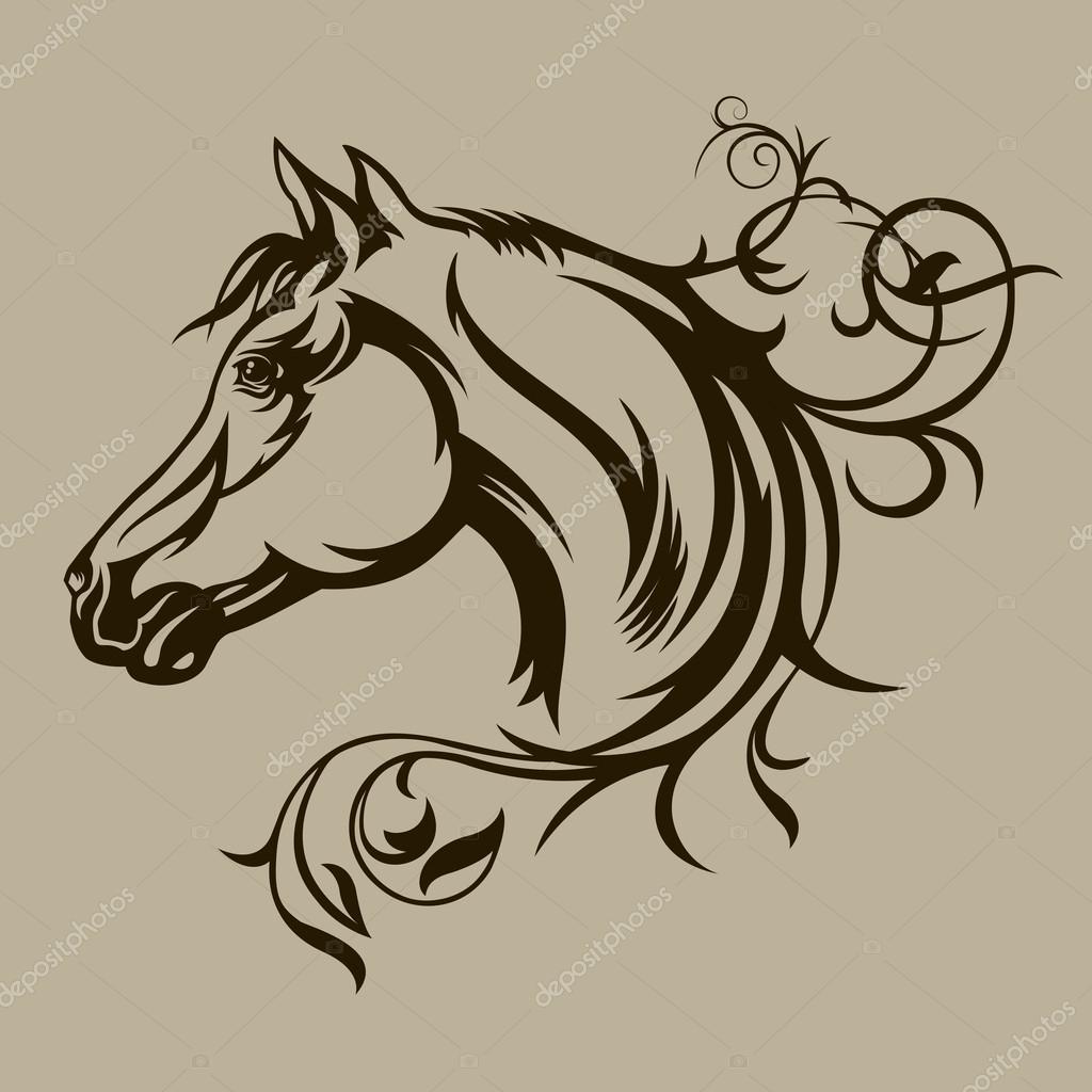 Isolated vector drawing of horse head