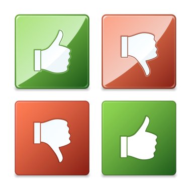 başparmak yukarı ve başparmak aşağı simgeler