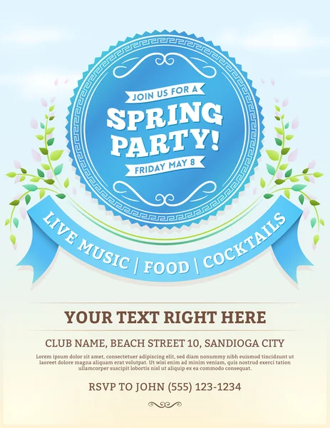 Spring Party Invitation — Stock Vector