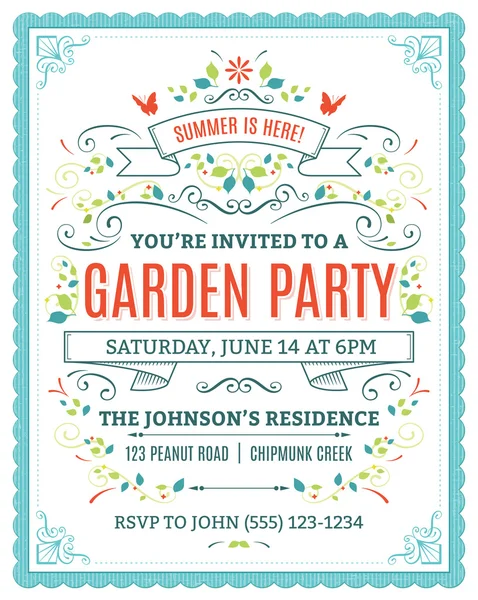 Garden Party Invitation — Stock Vector