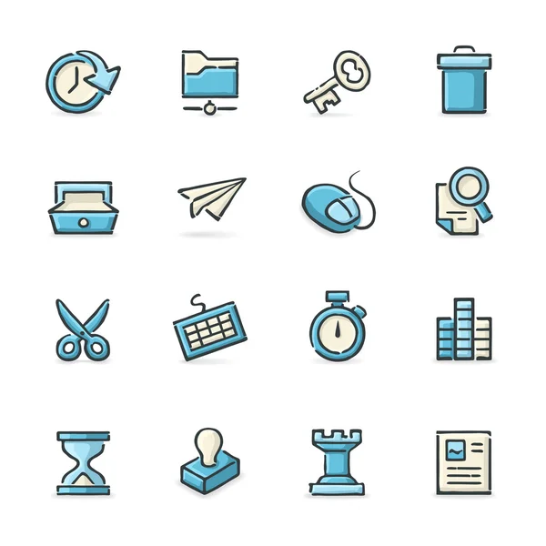 Iconos de negocios y estrategia — Vector de stock