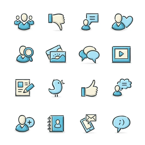 Iconen van sociale media — Stockvector