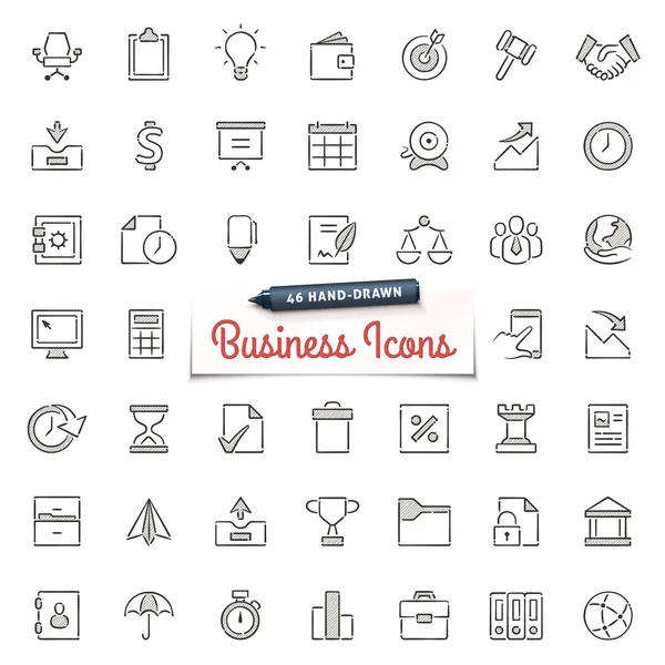 Iconos de negocios dibujados a mano — Vector de stock