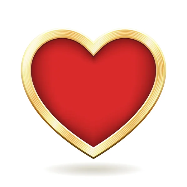 Altın çerçeve ile kırmızı kalp — Stok Vektör