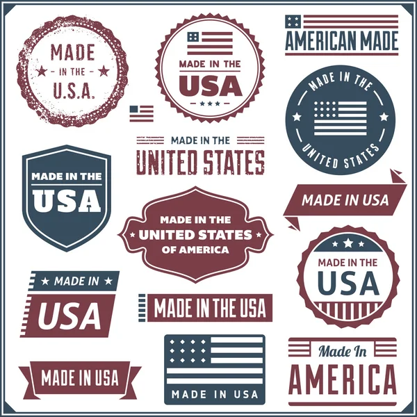 Fabriqué aux Étiquettes USA — Image vectorielle