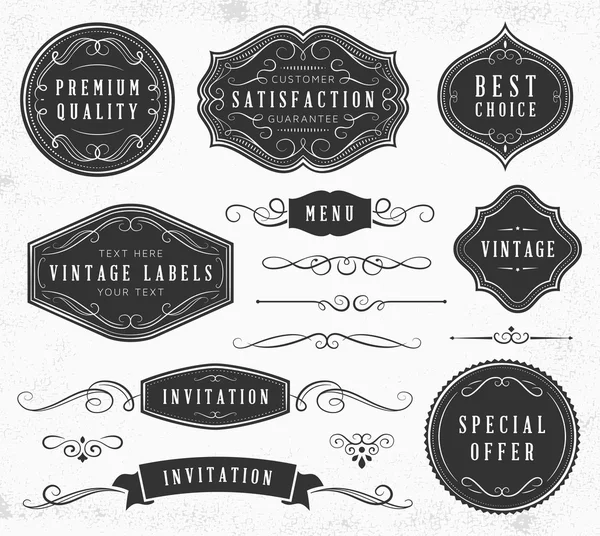 Vintage ornamenten en Labels — Stockvector