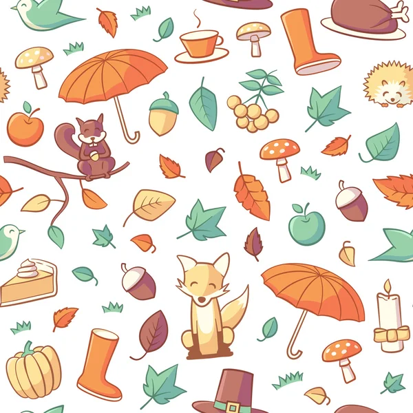 Seamless Pattern with Autumn Related Objects