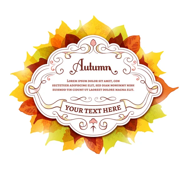 White Label Surrounded by Autumn Leaves — Stock Vector