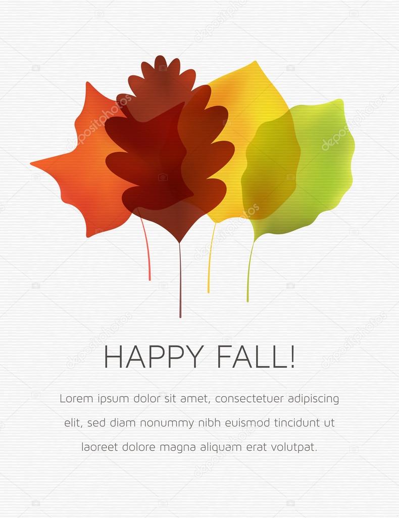 Stylized Autumn Leaves on a White Textured Background